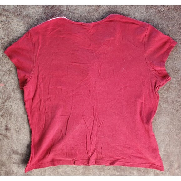 White Stag Claret Short Sleeve Top 100% Cotton Embroidered Women XL Shrunk Distr - Picture 3 of 11